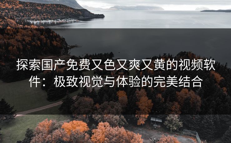 探索国产免费又色又爽又黄的视频软件：极致视觉与体验的完美结合