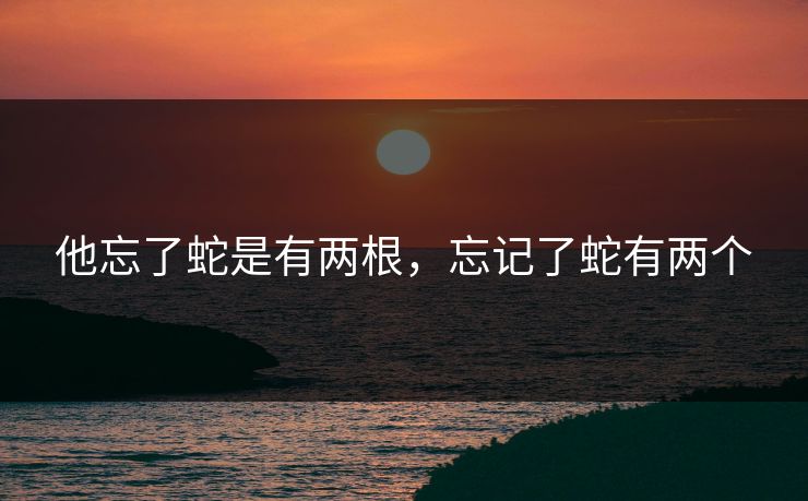 他忘了蛇是有两根，忘记了蛇有两个