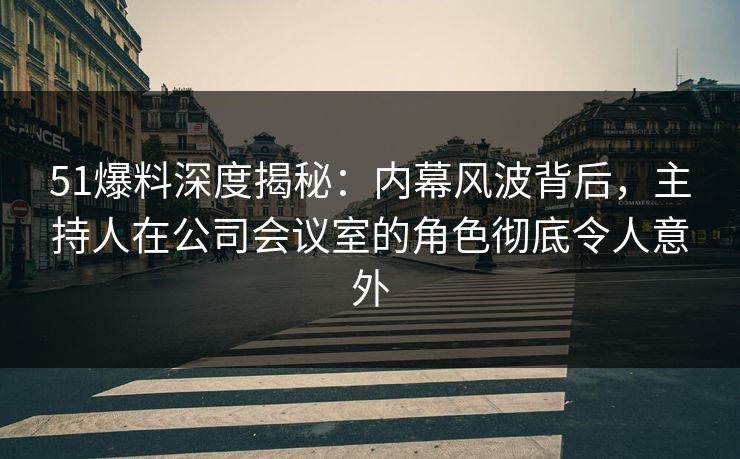 51爆料深度揭秘：内幕风波背后，主持人在公司会议室的角色彻底令人意外