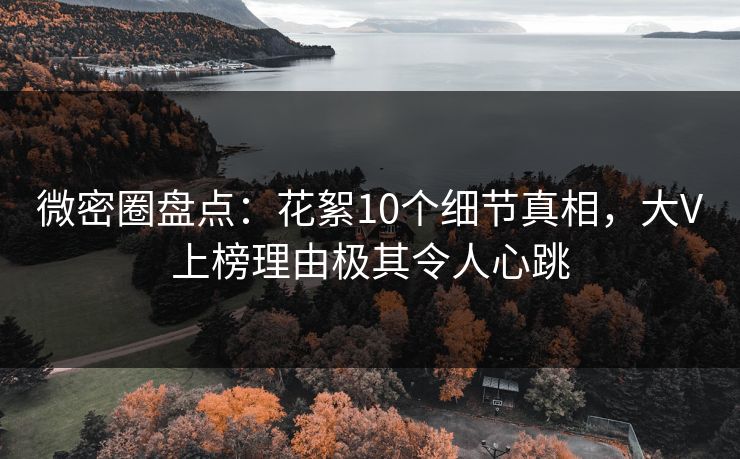 微密圈盘点：花絮10个细节真相，大V上榜理由极其令人心跳