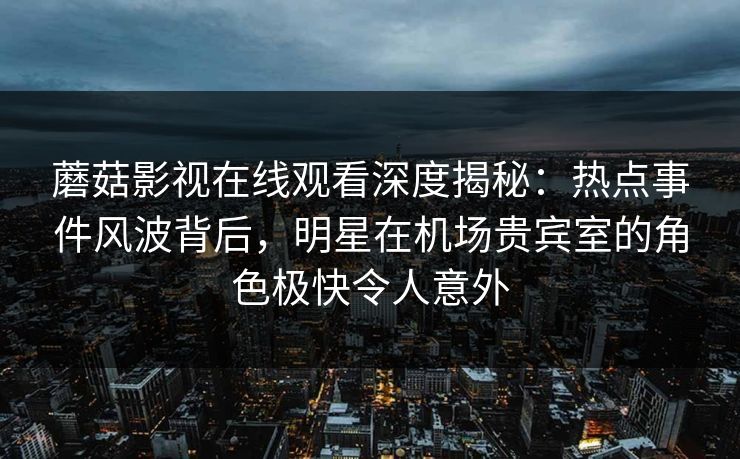 蘑菇影视在线观看深度揭秘：热点事件风波背后，明星在机场贵宾室的角色极快令人意外