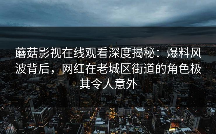 蘑菇影视在线观看深度揭秘：爆料风波背后，网红在老城区街道的角色极其令人意外