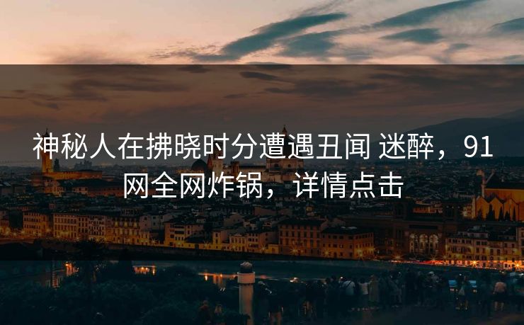 神秘人在拂晓时分遭遇丑闻 迷醉，91网全网炸锅，详情点击