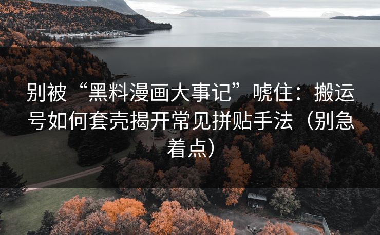 别被“黑料漫画大事记”唬住：搬运号如何套壳揭开常见拼贴手法（别急着点）