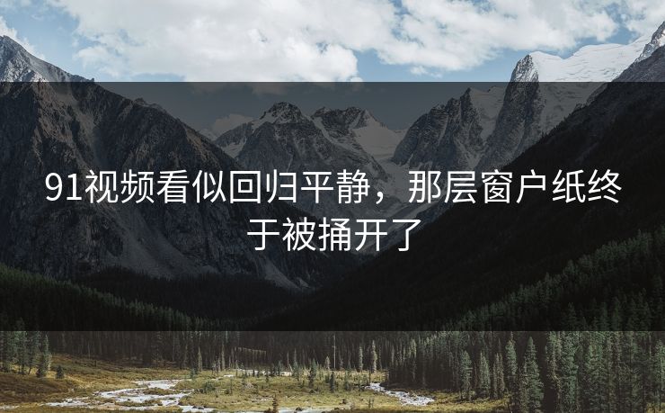 91视频看似回归平静，那层窗户纸终于被捅开了